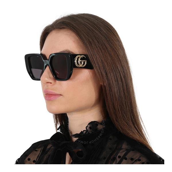 구찌 구찌 Gucci Grey Geometric Ladies Sunglasses GG0956S 003 54