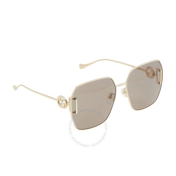 구찌 구찌 Gucci Brown Oversized Ladies Sunglasses GG1207SA 005 64