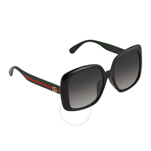 구찌 구찌 Gucci Grey Square Ladies Sunglasses GG0714SA 001 56