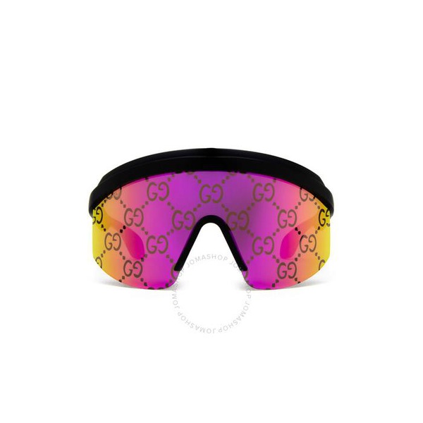 구찌 구찌 Gucci Pink Logo Shield Ladies Sunglasses GG1477S 004 99