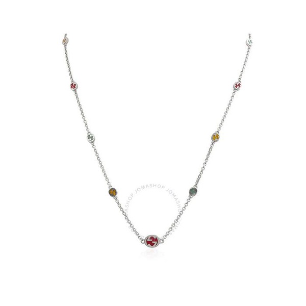 구찌 구찌 Gucci Sterling Silver Interlocking G Multicoloured Enamel Necklace - YBB728953001