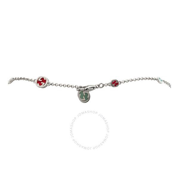 구찌 구찌 Gucci Sterling Silver Interlocking G Multicoloured Enamel Necklace - YBB728953001