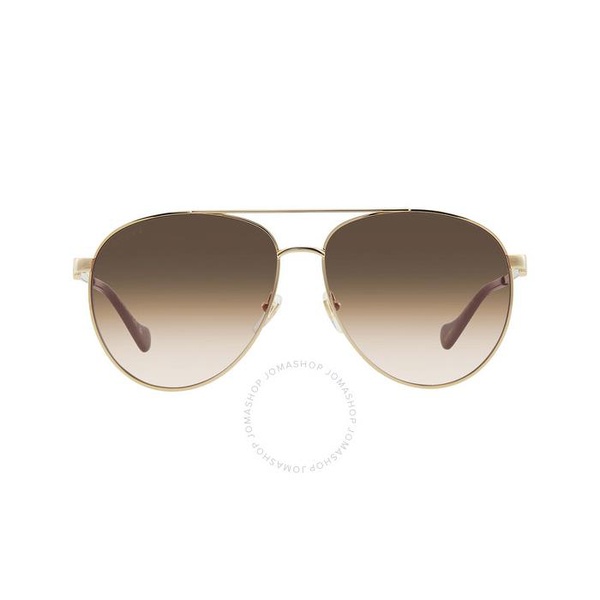 구찌 구찌 Gucci Brown Pilot Ladies Sunglasses GG1088S 002 61