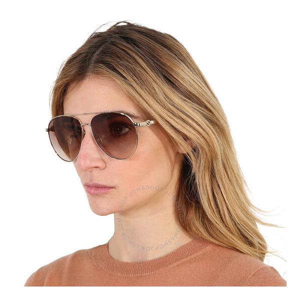 구찌 구찌 Gucci Brown Pilot Ladies Sunglasses GG1088S 002 61