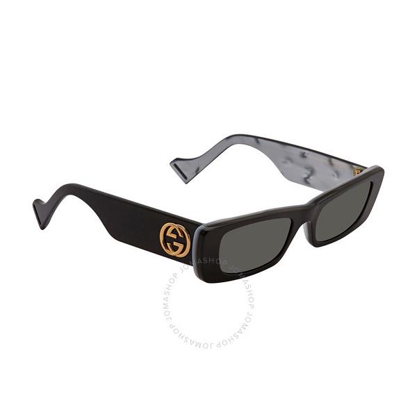 구찌 구찌 Gucci Grey Rectangular Ladies Sunglasses GG0516S 001 52
