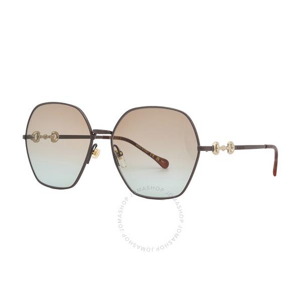 구찌 구찌 Gucci Brown Geometric Ladies Sunglasses GG1335S 004 62