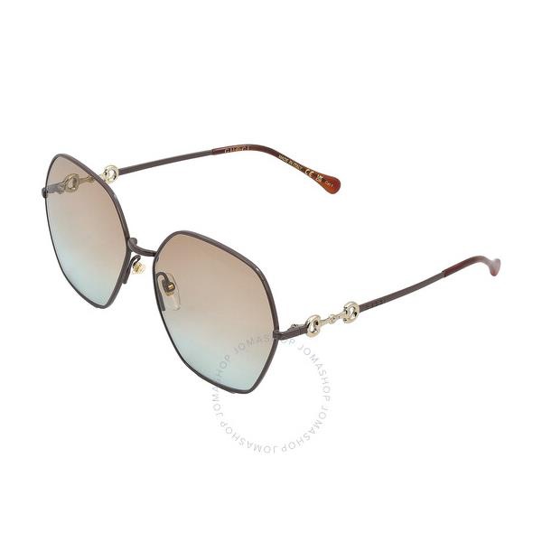 구찌 구찌 Gucci Brown Geometric Ladies Sunglasses GG1335S 004 62