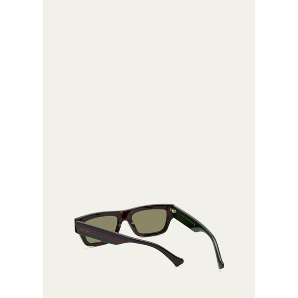 구찌 구찌 Gucci Mens Rectangle Acetate Sunglasses with Logo 4472719