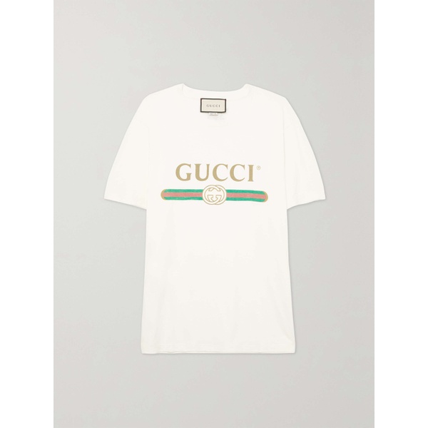 구찌 구찌 GUCCI Oversized appliqued printed cotton-jersey T-shirt 790716982