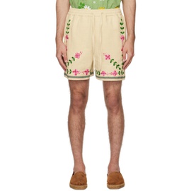 HARAGO 오프화이트 Off-White Embroidered Shorts 241245M193009
