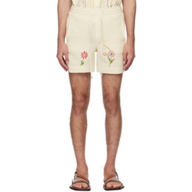 HARAGO 오프화이트 Off-White Cross-Stitch Shorts 241245M193008