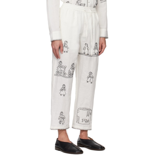  HARAGO White Embroidered Trousers 241245M191002