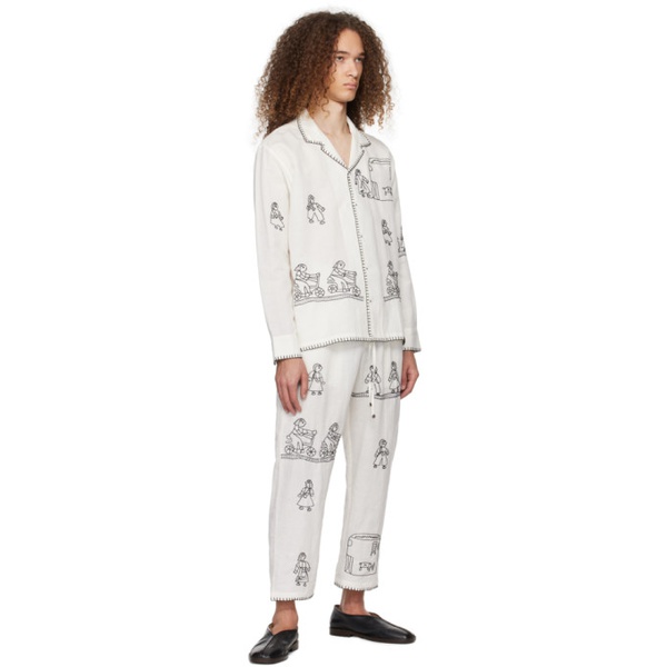  HARAGO White Embroidered Trousers 241245M191002