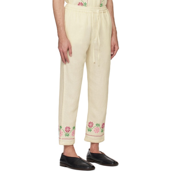 HARAGO 오프화이트 Off-White Embroidered Trousers 241245M191001