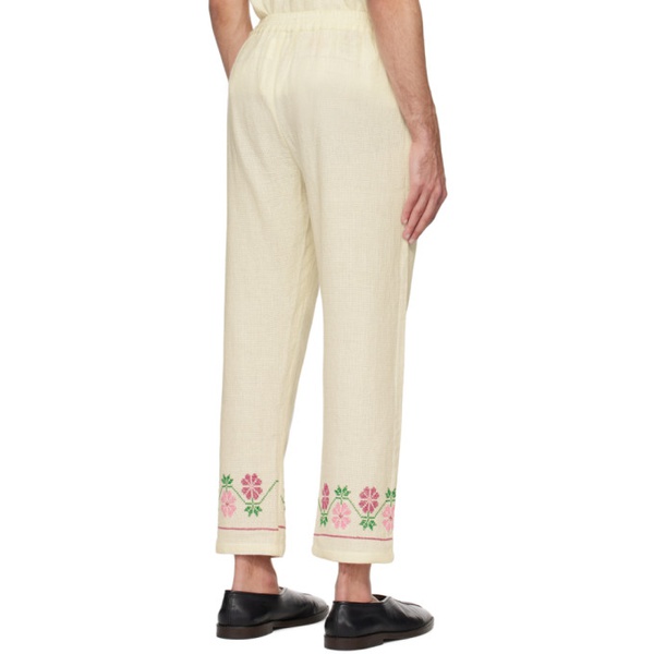  HARAGO 오프화이트 Off-White Embroidered Trousers 241245M191001
