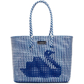 HARAGO Blue & White Upcycled Tote 241245M172002