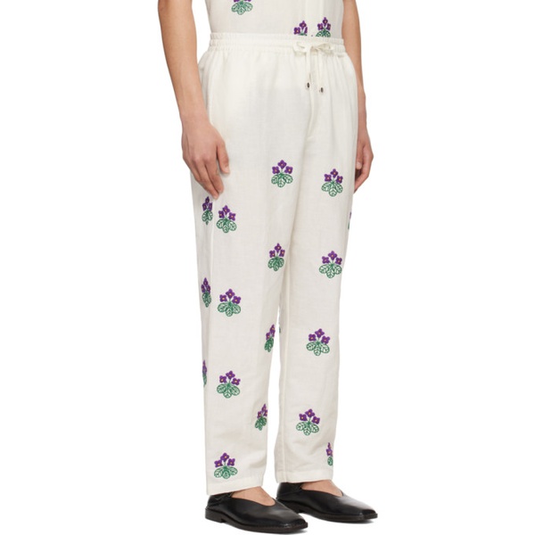  HARAGO 오프화이트 Off-White Floral Trousers 241245M191003