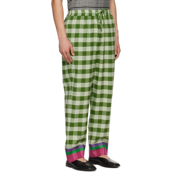  HARAGO Green Check Trousers 241245M191009