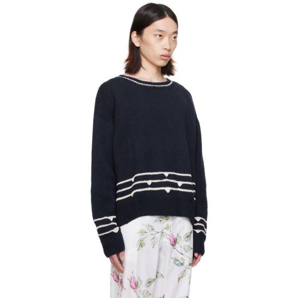  HARAGO Navy Striped Sweater 241245M201001