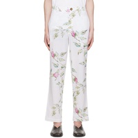 HARAGO White Floral Trousers 241245M191008