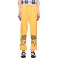 HARAGO Yellow Cross-Stitched Trousers 241245M191004