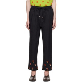 HARAGO Black Embroidered Trousers 241245M191010