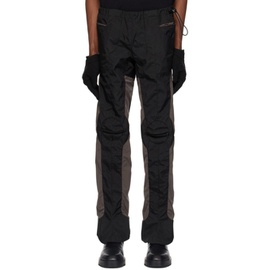 HOKITA Black & Gray Paneled Trousers 231883M191001