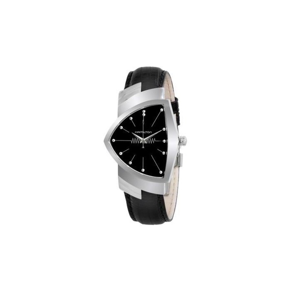  Hamilton MEN'S Ventura Leather Black Dial Watch H24411732