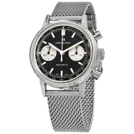 Hamilton MEN'S Intra-Matic Chronograph Stainless Steel Mesh Black Dial Watch H38429130