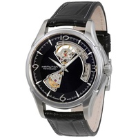 Hamilton MEN'S Jazzmaster Open Heart Black Leather Black with Skeletal Cut-out Dial H32565735