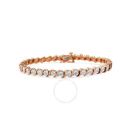Haus Of Brilliance 14K Rose Gold Plated .925 Sterling Silver 1/10 Cttw Round Miracle Plate S Link Tennis Bracelet -7 018708B700