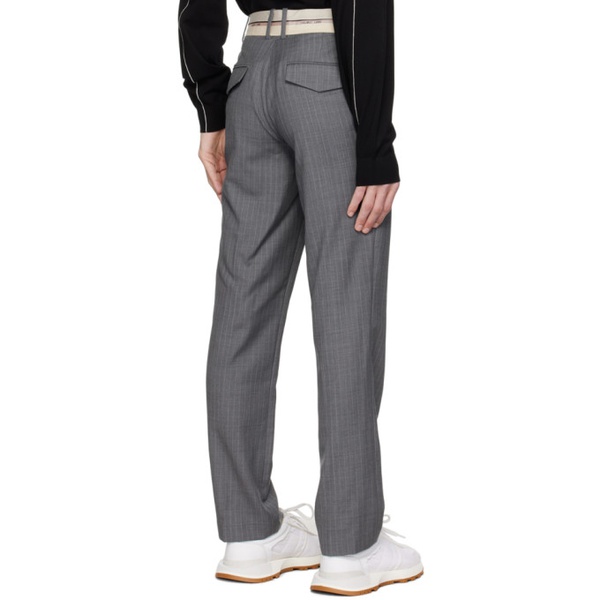  핼무트랭 Helmut Lang Gray Striped Trousers 241154M191000