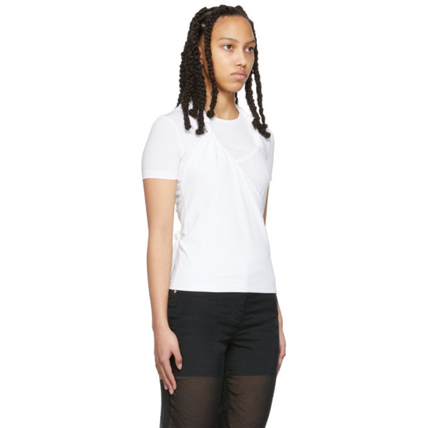  핼무트랭 Helmut Lang White Twisted Jersey T-Shirt 221154F110028