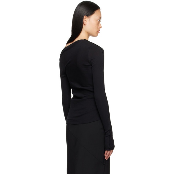  핼무트랭 Helmut Lang Black Asymmetric Long Sleeve T-Shirt 232154F110026