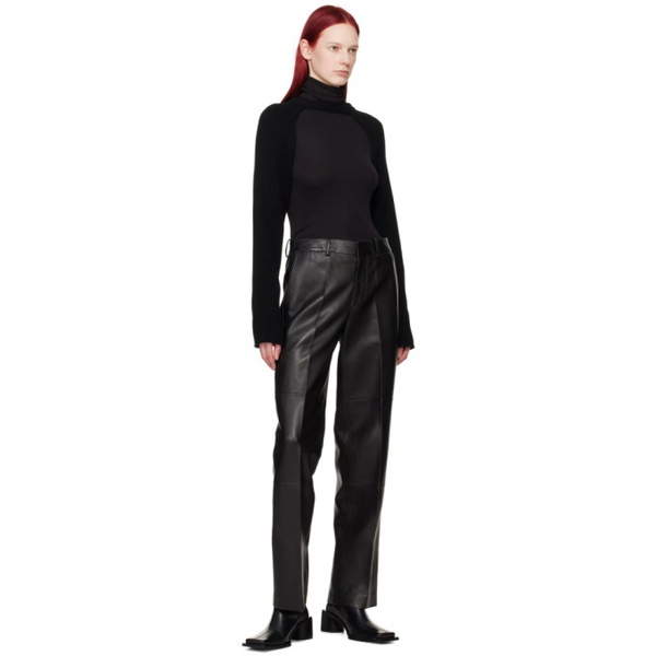  핼무트랭 Helmut Lang Black Relaxed-Fit Leather Pants 241154F087009