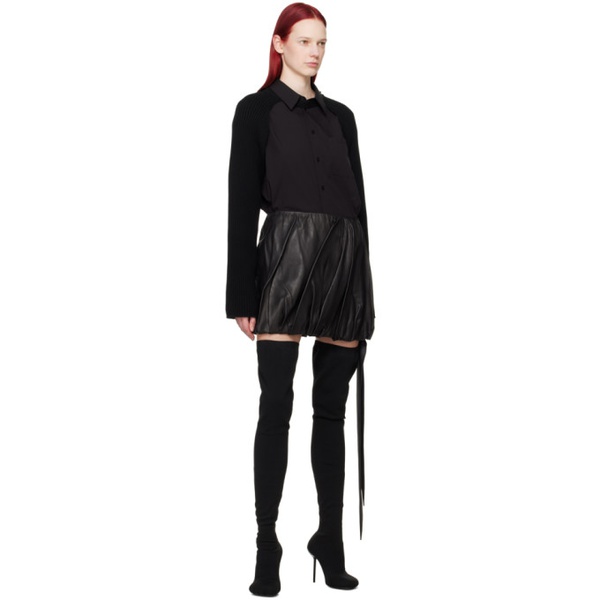 핼무트랭 Helmut Lang Black Ballooned Leather Miniskirt 241154F090005