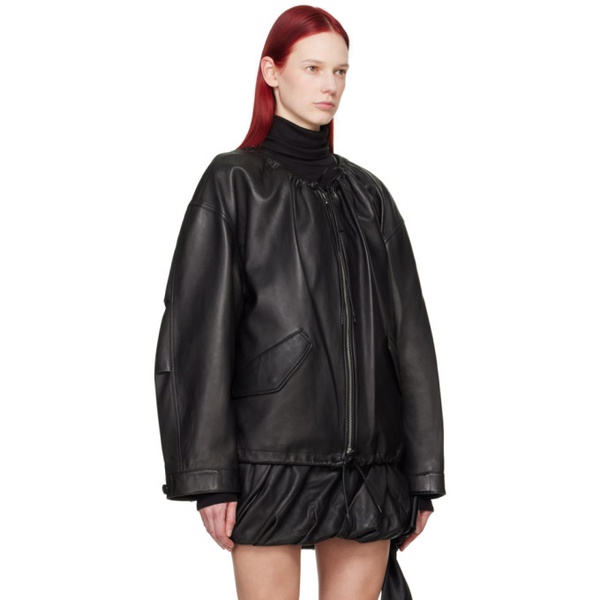  핼무트랭 Helmut Lang Black Zip Leather Jacket 241154F063006