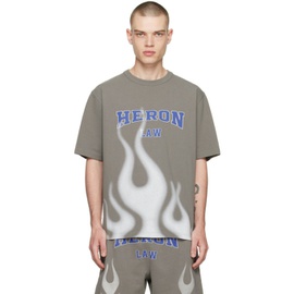 헤론 프레스톤 Heron Preston Gray Heron Law Flames T-Shirt 231967M213017