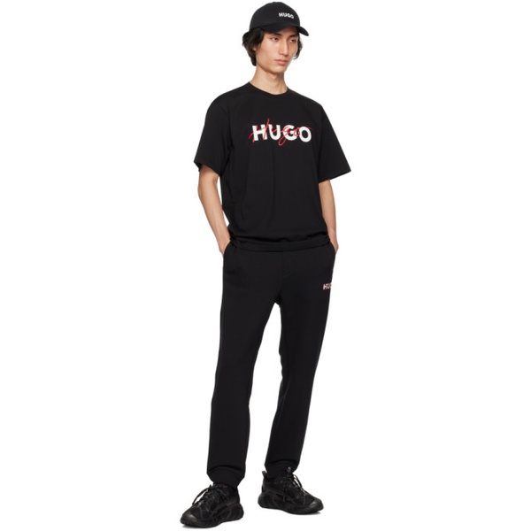  휴고 Hugo Black Embroidered T-Shirt 232084M213084