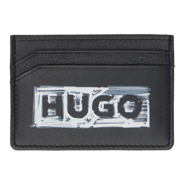  휴고 Hugo Black Printed Card Holder 232084M163004