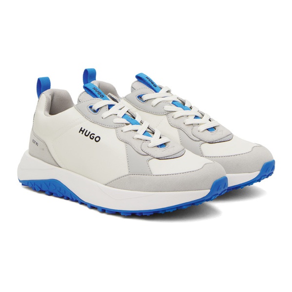  휴고 Hugo 오프화이트 Off-White & Gray Mixed Material Sneakers 241084M237004