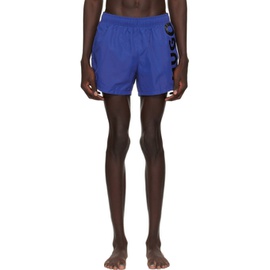 휴고 Hugo Blue Printed Swim Shorts 241084M193008