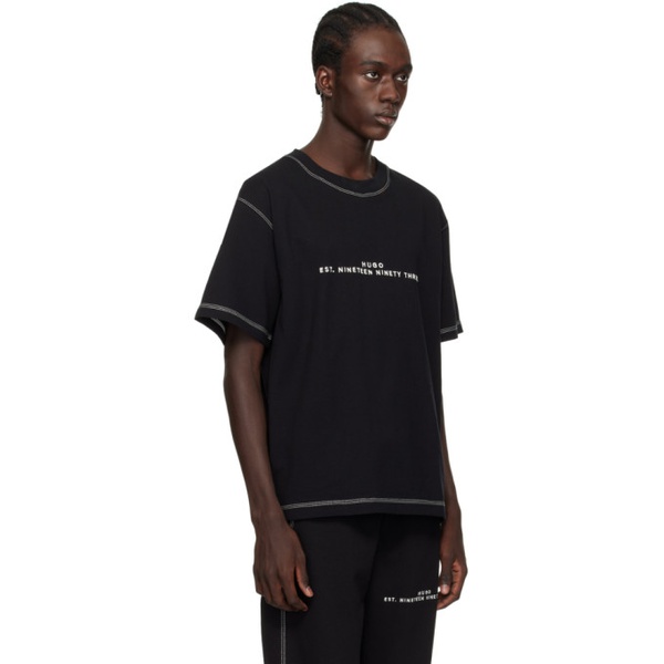  휴고 Hugo Black Embroidered T-Shirt 241141M213014