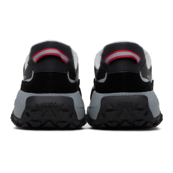  휴고 Hugo Gray & Black Mixed-Material Ripstop Mesh Sneakers 241084M237012