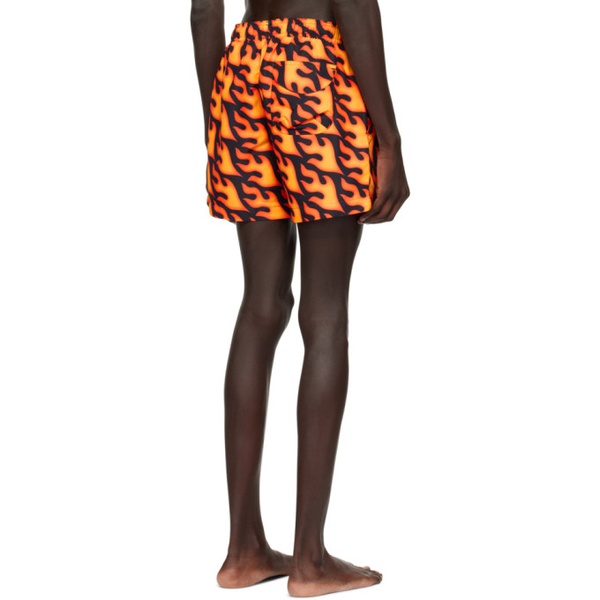  휴고 Hugo Black & Orange Printed Swim Shorts 241084M208002