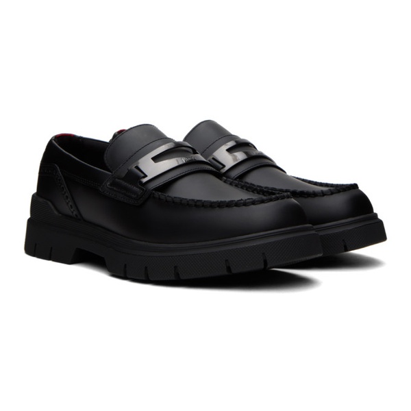  휴고 Hugo Black Leather Loafers 241084M231002