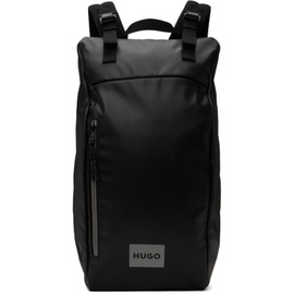 휴고 Hugo Black Logo Patch Backpack 241084M166003