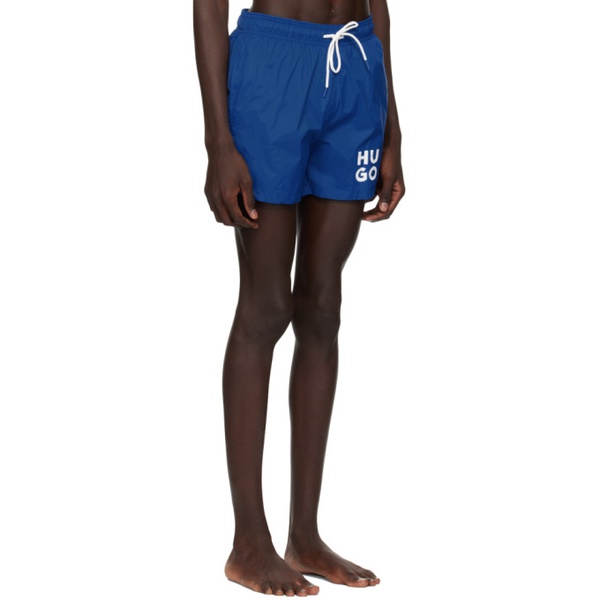  휴고 Hugo Blue Drawstring Swim Shorts 241084M208004