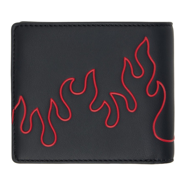  휴고 Hugo Black Faux-Leather Flame Artwork Wallet 241084M164001