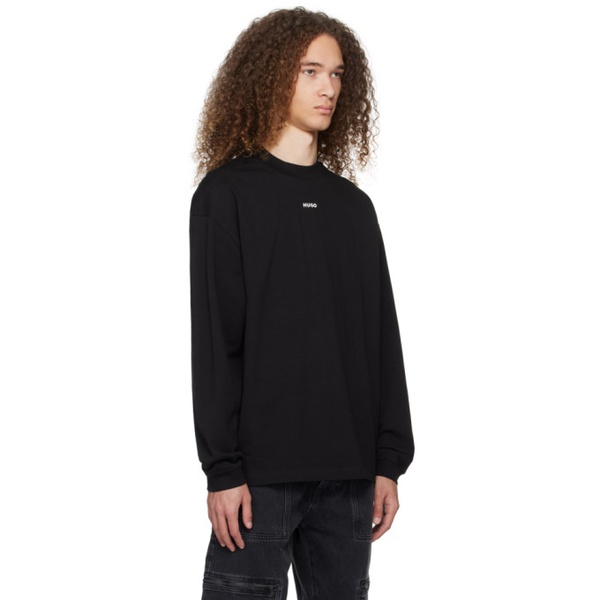  휴고 Hugo Black Printed Long Sleeve T-Shirt 241141M213009